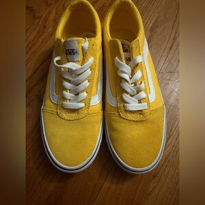 Vans Women Yellow Suede Old Skool Sneakers with White Stripe